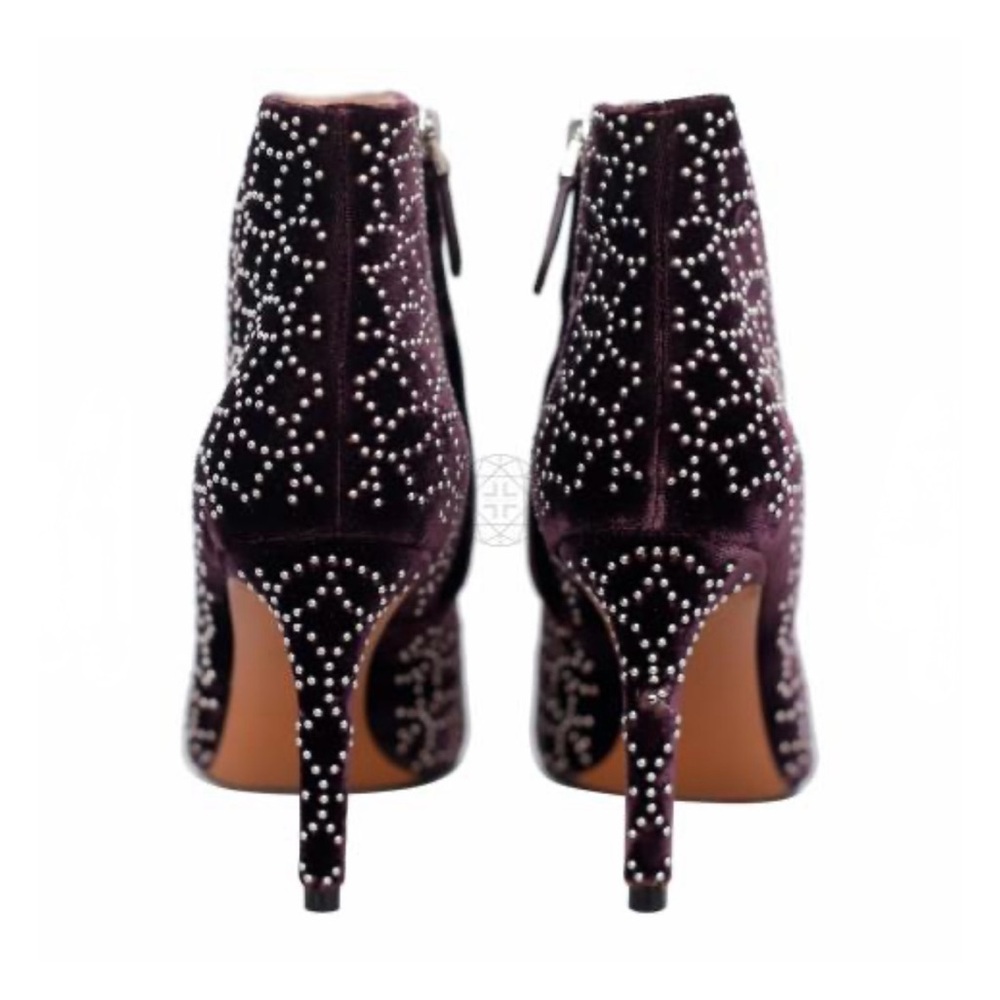 🔥 RARE COLLECTOR’S FIND — Alaïa “Azzedine” Deep Wine Velvet Studded Booties (39) - Picture 12 of 15